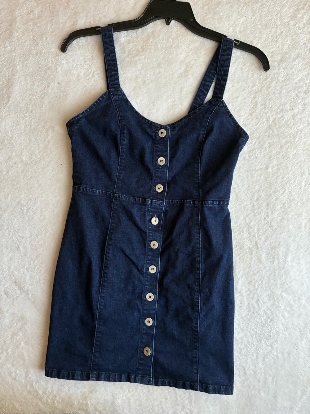 Others Follow Navy Button-Front Denim Mini Dress